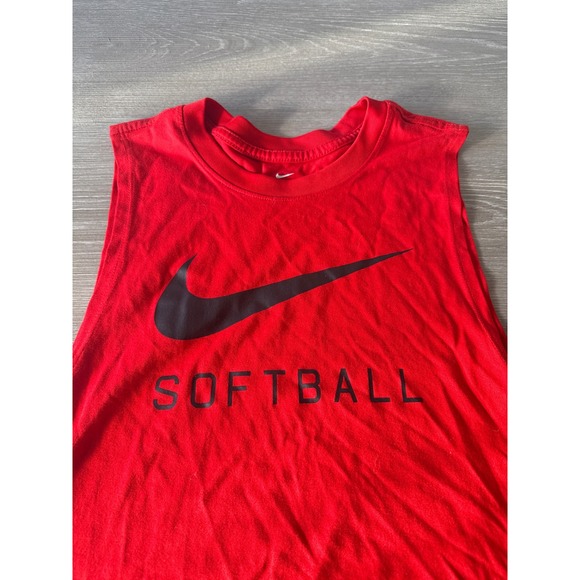 Nike Dri-FIT Tank Top Women's M Red Sleeveless Softball Swoosh Athletic - Picture 1 of 10